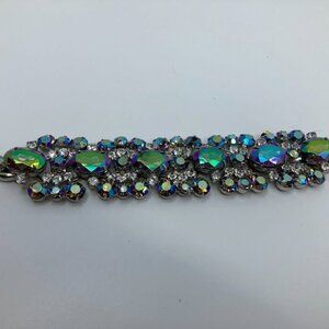 Vtg 1960s JULIANA blue/green borealis rhinestone crystal bracelet